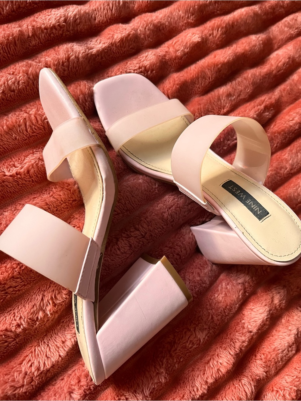 Nine West Pink Block Heel Slide Heels